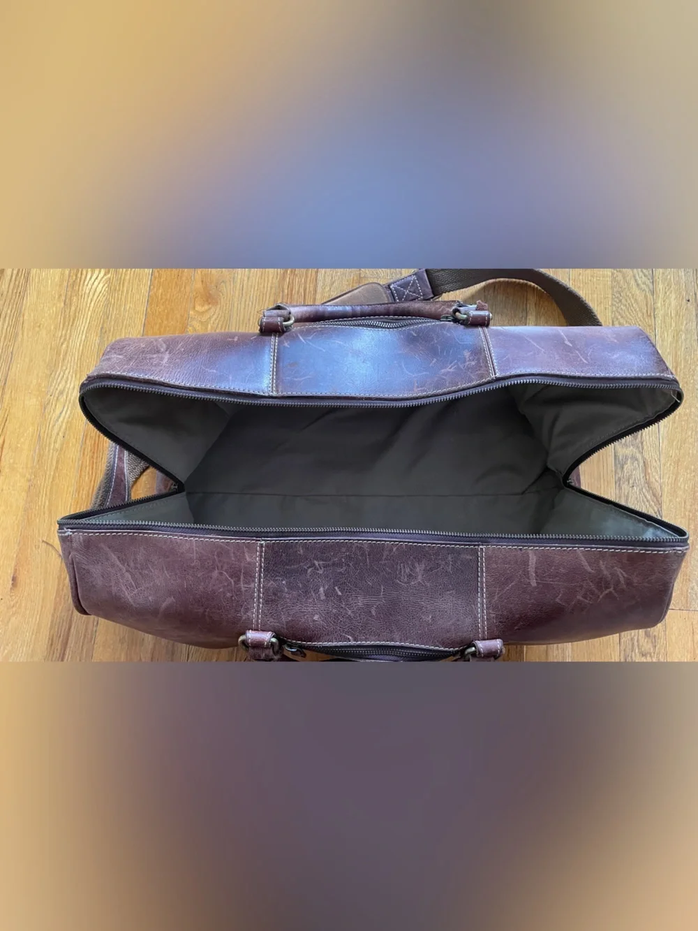 Aaron Leather Duffel Bag - Distressed Brown